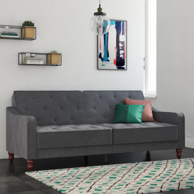 B&Q -  Dorel Home Vintage Tufted Sofa Bed In Velvet Grey