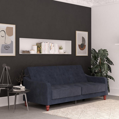 B&Q -  Dorel Home Vintage Tufted Sofa Bed In Velvet Blue