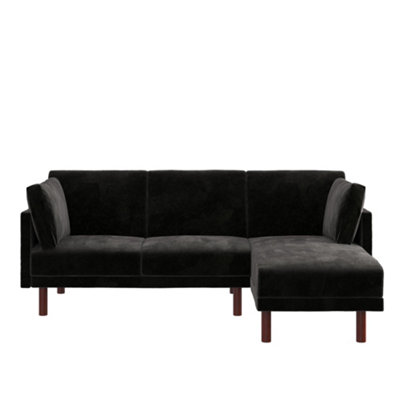 Dorel Clair Sectional Sofa Bed In Velvet Black from B&Q
