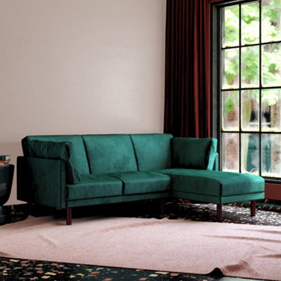  - Dorel Home Clair Sectional Sofa Bed In Velvet Green