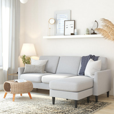 Dorel Winston Reversible Sofa Sectional Light Grey Linen Uk from B&Q