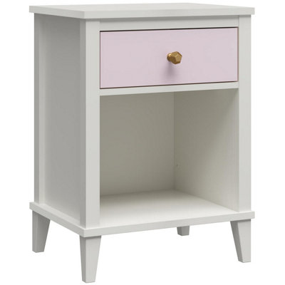 Dorel Poppy Nightstand With 1 Drawer White/Pink
