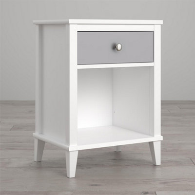 Dorel Poppy Nightstand With 1 Drawer White/Grey