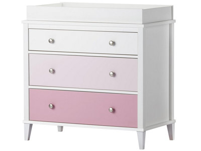 Dorel Poppy, 3 Drawer Dresser With Changer White/Pink