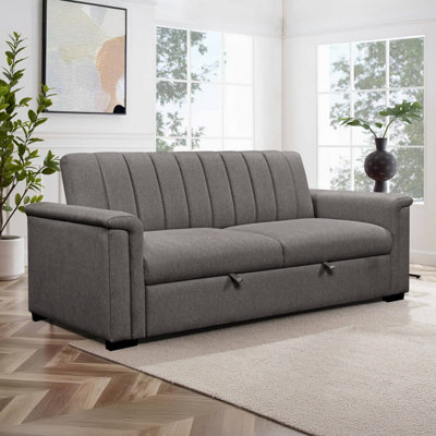 B&Q Anthracite Charlotte Seater Sofa Bed With Fabric Cover In Size 3 B&Q