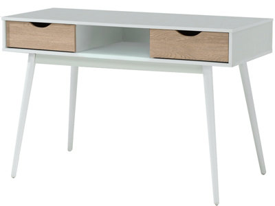 Scandi Desk With 2 Drawers In White Grey Oak from B&Q