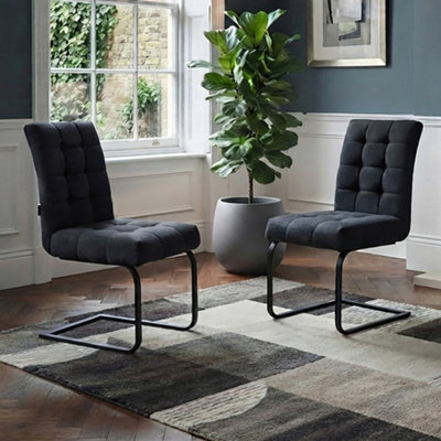 B&Q -  Home Dining Chair Set Of 2 In Fabric Black