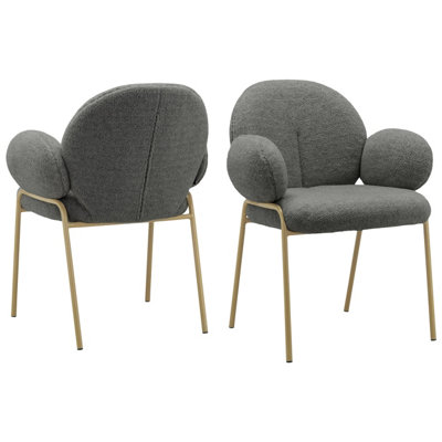 Dorel Home Dining Chair Set Of 2 In Teddy Fabric Dark Grey from B&Q