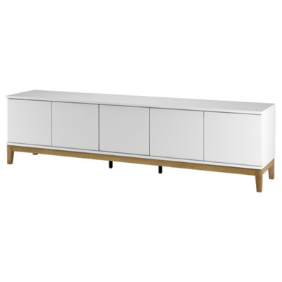 Pelle Lowboard with 5 doors, White Wotan Oak, 53 x 200 x 40cm (H x W x D) - Image 4