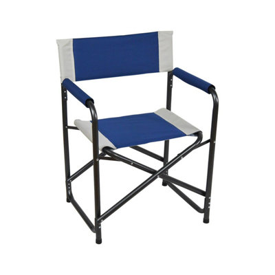 B&Q -  Royal Leisure Folding Steel Frame Directors Chair (Blue/grey)