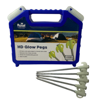 Crusader Royal Leisure Heavy Duty Glow Tent Pegs 20-Pack With Carry Case from B&Q