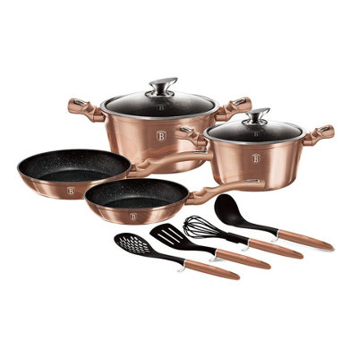Urbn-Living Urbnliving Height 11.8Cm Berlinger Haus 10Pc Rose Gold Cookware Set Aluminium Non Stick Pots Pans Induction Tools from B&Q