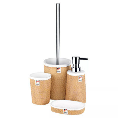 Urbn-Living 4-Pcs Ridder Bathroom Accessories SetBrown Rope Wrap from B&Q