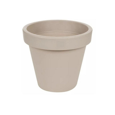 B&Q -  Taupe35Cm Round Plastic Flower Pot