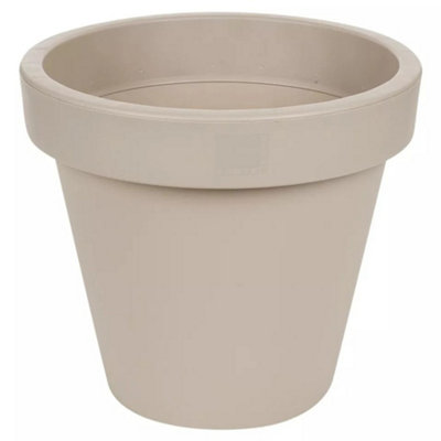 B&Q -  Taupe40Cm Round Plastic Flower Pot