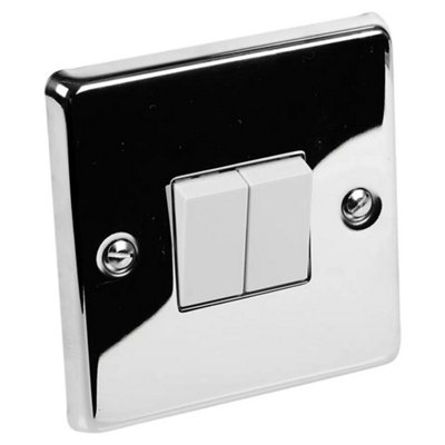 Urbn-Living Volex 2 Gang Polished Chrome Light Switch With White Inserts from B&Q
