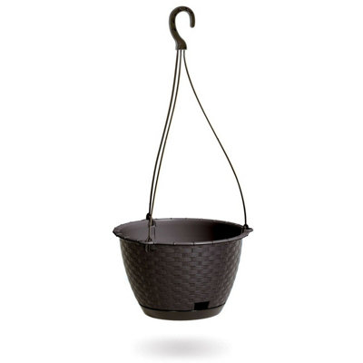 B&Q -  BrownSet Of 1Ratolla Round Hanging Plastic Planter14.2X21.7X21.7 Cm