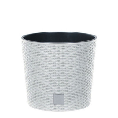 Urbn-Living WhiteSet Of 130Cm Rato Round Low Rattan Planters -1-2 Pack from B&Q