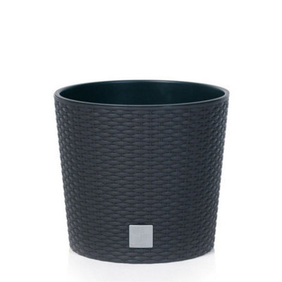 Urbn-Living BlackSet Of 125Cm Rato Round Low Rattan Planters -1-2 Pack from B&Q
