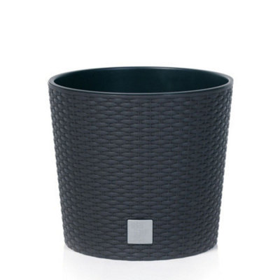 Urbn-Living BlackSet Of 130Cm Rato Round Low Rattan Planters -1-2 Pack from B&Q