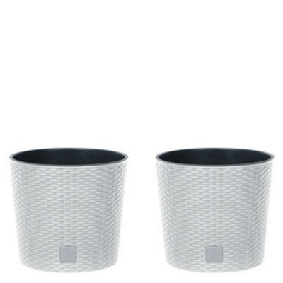 Urbn-Living WhiteSet Of 230Cm Rato Round Low Rattan Planters -1-2 Pack from B&Q