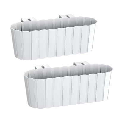 Urbn-Living White2-Pcs Plastic Balcony Wood Flower Plant Garden from B&Q