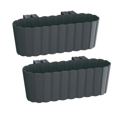 Urbn-Living Black2-Pcs Plastic Balcony Wood Flower Plant Garden from B&Q