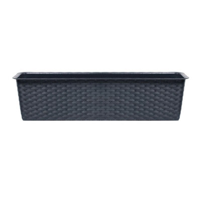 Urbn-Living BlackSet Of 1Ratolla Rattan Balcony Planter14.5X58.7X17.3 Cm from B&Q