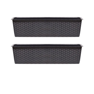 Urbn-Living Brown2-Pcs Ratolla Rattan Balcony Planter14.5X68.5X17.3 Cm from B&Q