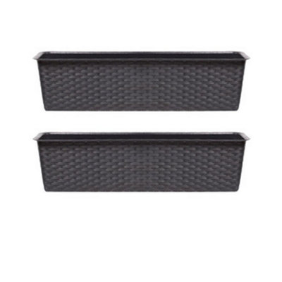 B&Q -  BrownSet Of 2Ratolla Rattan Balcony Planter14.5X78.3X17.3 Cm
