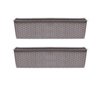 B&Q -  MoccaSet Of 2Ratolla Rattan Balcony Planter14.5X39.1X17.3 Cm