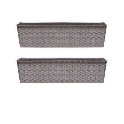 Urbn-Living Mocca2-Pcs Ratolla Rattan Balcony Planter14.5X68.5X17.3 Cm from B&Q
