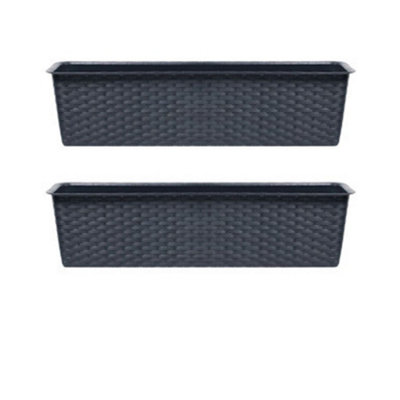Urbn-Living BlackSet Of 2Ratolla Rattan Balcony Planter14.5X48.9X17.3 Cm from B&Q