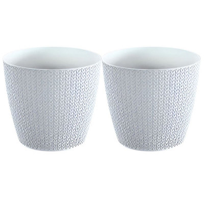 Urbn-Living GreySet Of 2Wheaty Round Flower Pot16.7X18.9X18.9Cm from B&Q