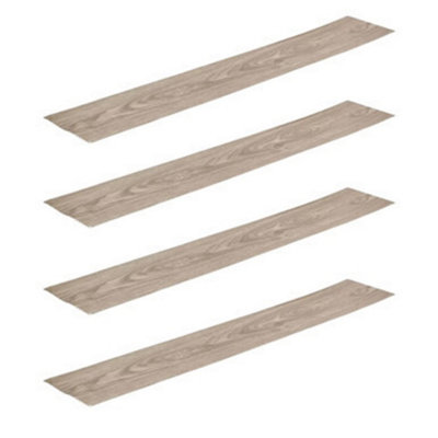 B&Q -  Ash GreySet Of 4Self-Adhesive Vinyl Floor PlanksWood Effect Tiles