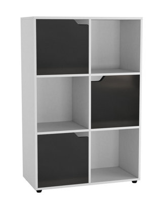 B&Q -  WhiteBlack6-Cube Shelving Unit With Wooden Doors