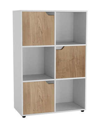 Urbn-Living WhiteOak6-Cube Shelving Unit With Wooden Doors from B&Q