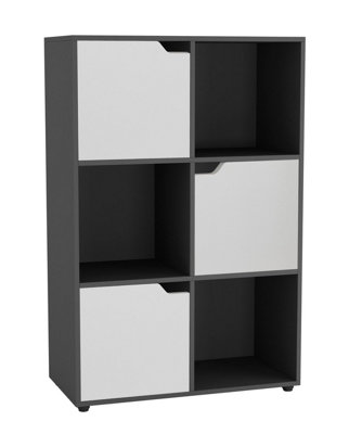 B&Q -  BlackWhite6-Cube Shelving Unit With Wooden Doors