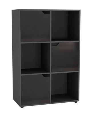 Urbn-Living BlackBlack6-Cube Shelving Unit With Wooden Doors from B&Q