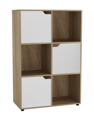 B&Q -  OakWhite6-Cube Shelving Unit With Wooden Doors