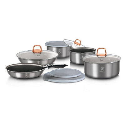 Urbn-Living Urbnliving Height 8.4Cm Berlinger Haus 12Pc Moonlight Edition Space Saving Cookware Set Pots Pans Induction Lids Handle from B&Q