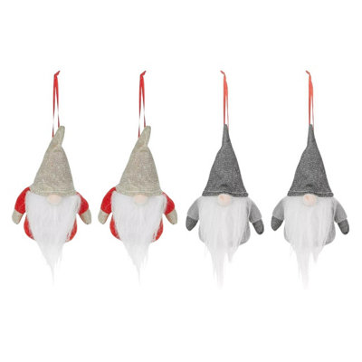 Urbn-Living Set Of 4Christmas Tree Hanging Gnome12X10X6Cm from B&Q