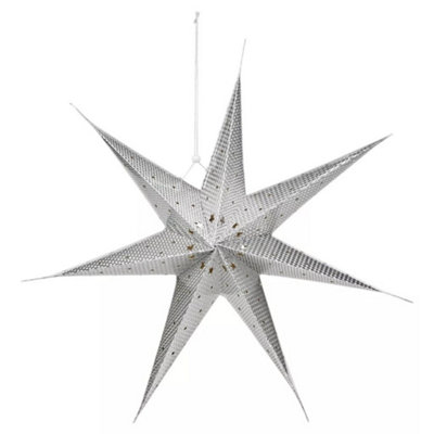 Urbn-Living SilverLarge Led Festive Paper Star Lantern Hanging Christmas Lights from B&Q