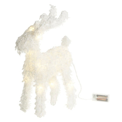 Urbn-Living Urbnliving 37Cm Led Light Up Reindeer Plastic Rattan Wire Frame White Snow Christmas Home Decorations from B&Q