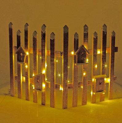 Urbn-Living Urbnliving 98Cm Led Light Wooden Snow Picket 1 Fence Brown Christmas Tree Xmas Skirt Stand Border Decor from B&Q