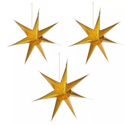 Urbn-Living GoldLed Paper Star Hanging Christmas Lanterns from B&Q
