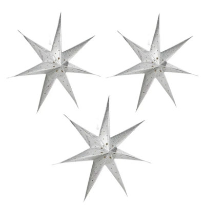 Urbn-Living SilverLed Paper Star Hanging Christmas Lanterns from B&Q