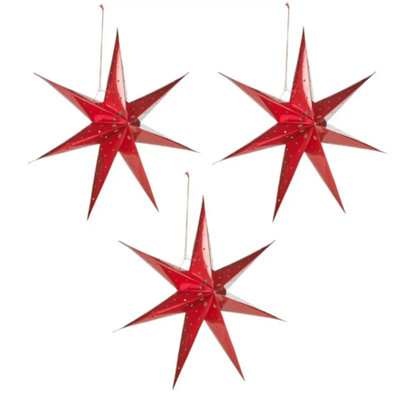 Urbn-Living RedLed Paper Star Hanging Christmas Lanterns from B&Q