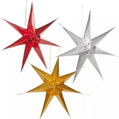 Urbn-Living 1 Of EachLed Paper Star Hanging Christmas Lanterns from B&Q