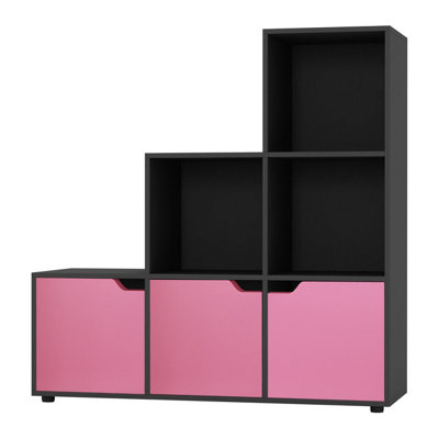 Urbn-Living 6-Cube Step Shelving Unit With Wooden Door from B&Q